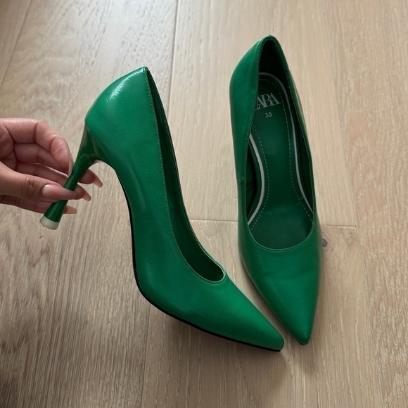 Zara Green Leather Heels - Picture 5 of 6